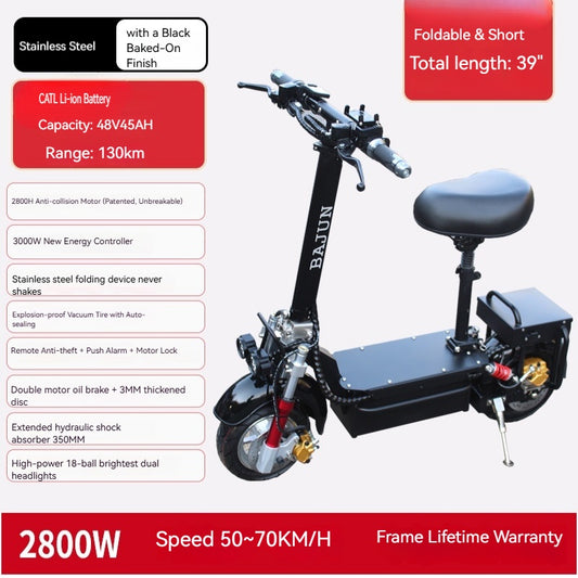 [All-Terrain] Hiboy High-Speed Electric Scooter:CATL Li-ion Battery Puncture-Proof Tire 50-70km/h 130km Range & Off-Road Camping Black Single Motor