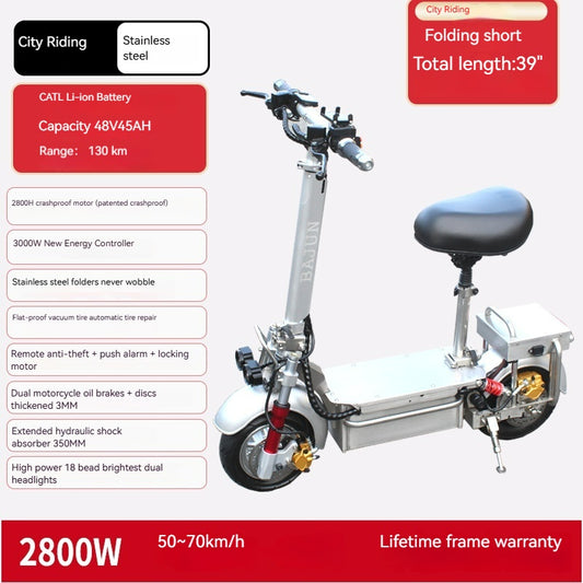 [All-Terrain] Hiboy High-Speed Electric Scooter:CATL Li-ion Battery Puncture-Proof Tire 50-70km/h 130km Range & Off-Road Camping   Stainless Steel Single Motor